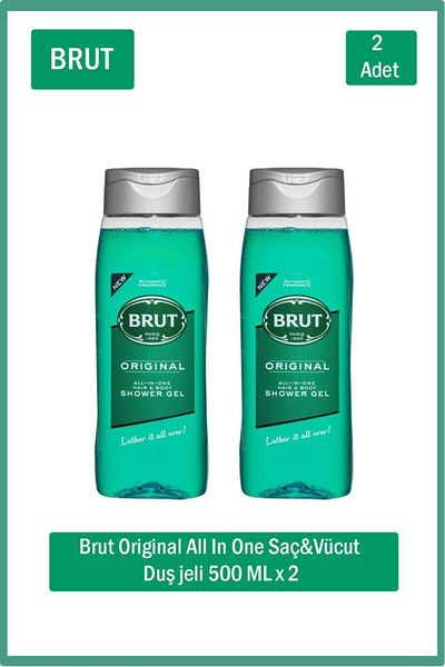 Brut جل استحمام أوريجينال للشعر والجسم 500 مل × 2 قطعة جل استحمام