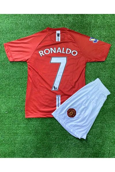 BARBITOS M/United Moscow 2008 Season Prime Cristiano Ronaldo Home Kids Jersey Set of 4 (Red Hd1199