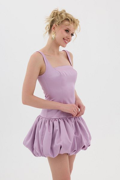 Carmen Fusta Balon Lavanda Rochie de Seara Satin