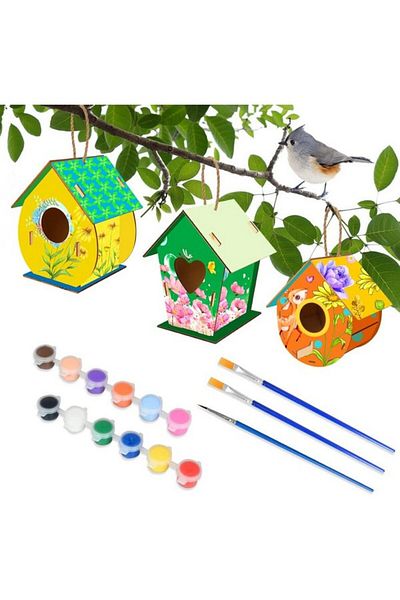 weeyin 3 birdhouse construction kit for children, with watercolors, Weeyin