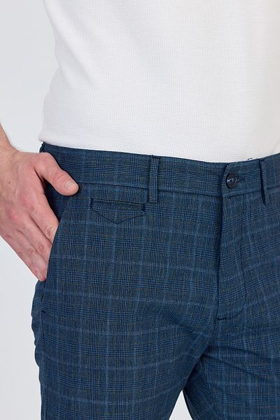 Frappoli Ecmio Ανδρικό Navy Blue καρό λινό με λεπτή εφαρμογή άνοιξη-καλοκαίρι
