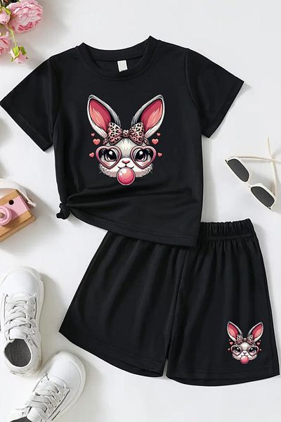 MYADA Special Design Rabbit Printed Girl's Shorts Set 24043