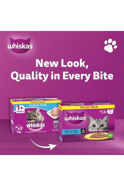 Whiskas Oceanfish in Jelly Wet Cat Food Pack of 12x80g