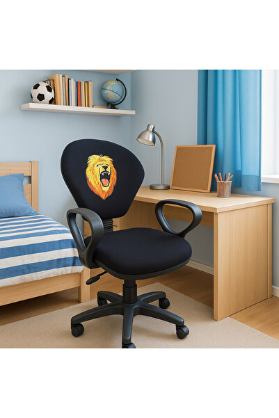 AatoliaRugs Gs Aslan Taraftar Temalı Sarı-kırmızı Çocuk Çalışma Koltuğu Ofis ...