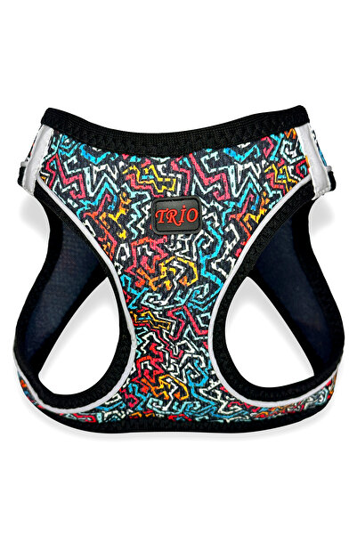 Genel Markalar Kedi Köpek Air-mesh Göğüs Tasması Ve Gezdirme Sevk Kayışı Seti Grafiti 2si1 Arada