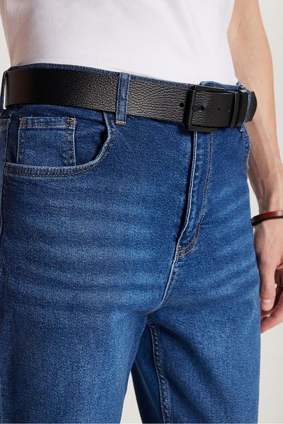 Tudors Pantaloni de blugi albaștri elastici pentru bărbați, cu croiala dreaptă, cu efect de spălare