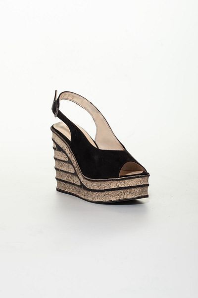 derithy -Wedge Heels Shoes-Black Suede