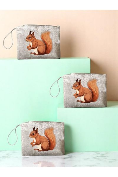lili hediyelik Squirrel Printed 3-Piece Handbag Coin Bag