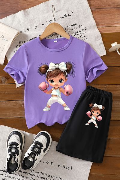 MYADA Special Design Sports Girl Printed Shorts Suit 24047