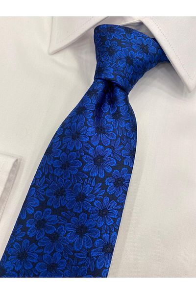 Pierre Cardin Pi̇erre Cardi̇n Woven Fabric Patterned Saks Navy Blue Tie