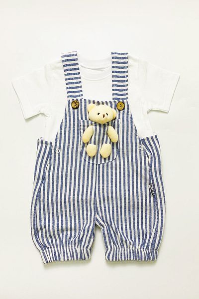 TUOBEBE Striped Baby Unisex Blue Striped Salopet