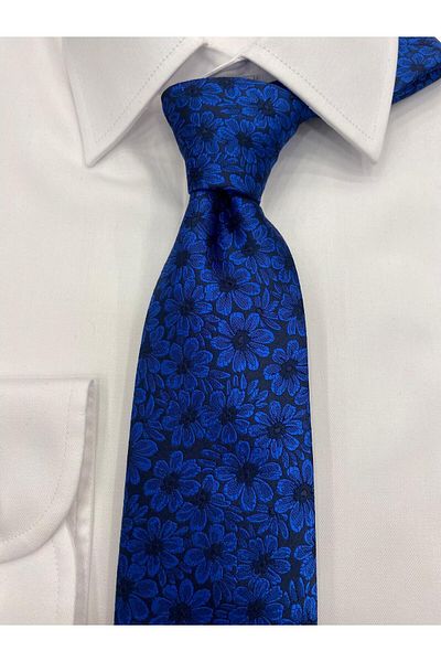 Pierre Cardin Pi̇erre Cardi̇n Woven Fabric Patterned Saks Navy Blue Tie