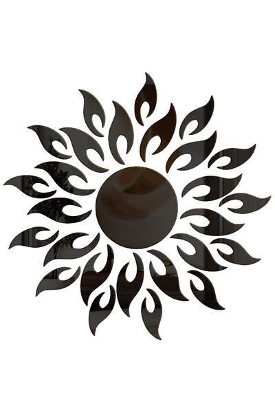 Mirror Mirrors, Sun Pattern, Black, Acrylic, Self-Adhesive for Decor and Interior Design, 27 pieces