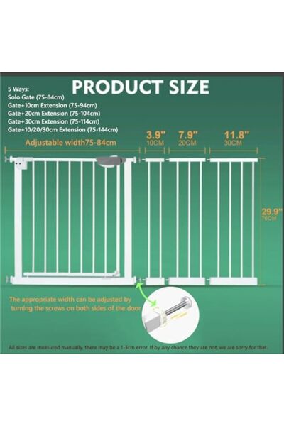 NEXIFY Auto Close Safety Baby Gate, Extra Wide Child Gate 75-84cm + 10/20/30cm Extension Kit Maxi