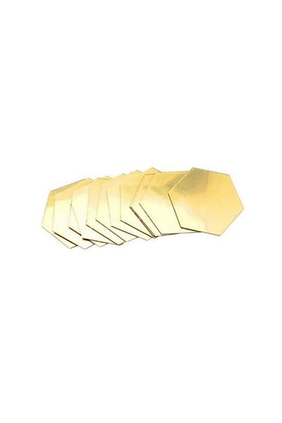Mirror Set of 12 Decorative Acrylic Crystal Mirrors, hexagon shape, Gold, 160x138MM