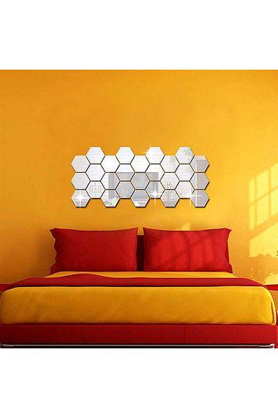 Mirror Set of 12 pieces Luxury Acrylic Crystal Diamond Sticker, Self-Adhesive Mirror Type Decorative Design