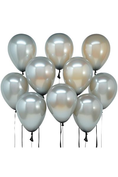 tedaks 20Pcs 12 Inch 30cm Metallic Silver Balloon Birthday Ornament