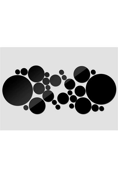 Mirror Set of 30 Decorative Acrylic Glass Mirrors, for interior design, round model, Black