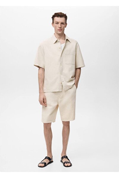 MANGO Man Keten pamuk karışımlı gömlek