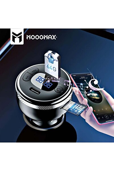 MOOGMAX شاحن سيارة MP3 متعدد الاستخدامات 9 في 1،بقوة 43 واط، يدعم الشحن السريع عبر منفذي USB وType-C،