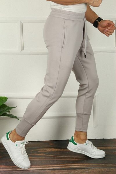 çerme Мъжки сив спортен панталон Slimfit Jogger от плат за гмуркане