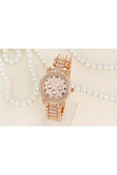 Geneva Ceas elegant casual pentru femei Geneva Contena Shine cu brățară din aur roz