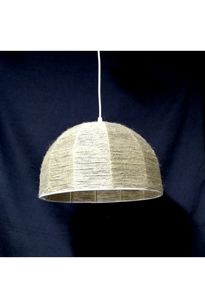 TEKAY AYDINLATMA Jute Rope Wrap Chandelier Jute Chubby Rustic Chandelier