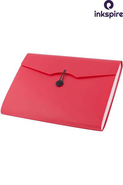 inkspire Bellows File Red Color 13 Compartments 1 Piece Accordion File Pocket Plastic Document Document File