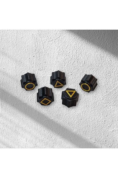OEM Gonggi game set, Squid Game, 3D printed, black with gold glitter