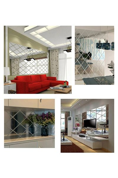 Mirror Decorative acrylic mirrors Diamond self-adhesive coated surface 50x100cm - 32 pieces/set