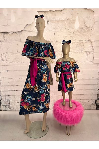 NA ADDESIGN Rochie florală pentru mamă și fiică, rochie cu guler Madonna pentru mamă și fiică (trebuie să fie adăugată separat în coș, prețurile sunt separate)