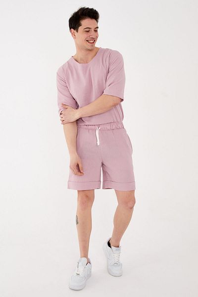 RELAXL Καλοκαιρινό σορτς Unisex κοντό λιλά από 100% βαμβακερό ύφασμα Şile