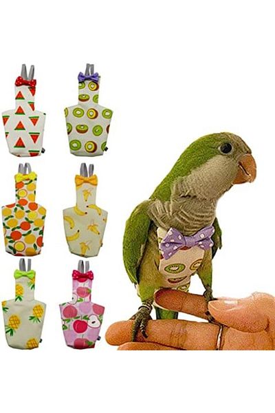 NEXIFY 6 Pieces Bird Diapers, Washable Reusable Parrots Nappy with Waterproof Inner Layer Soft Small Pet Bi