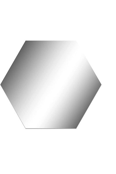 Mirror Set of 12 Acrylic Hexagonal Mirrors, 16 CM, Silver Crystal
