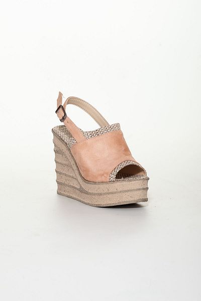 derithy High Feta Wedge Poly Tbn 2 Color Saya Comfort Παντόφλες Σανδάλια Καλοκαιρινά Παπούτσια-σκόνη Suede