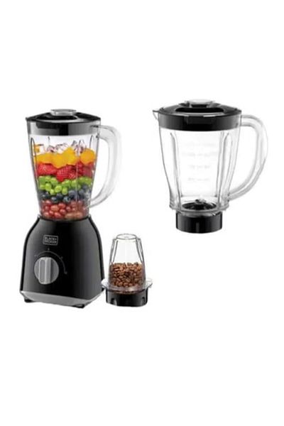 Black&Decker خلاط اند ديكر بلاك مع 2جيك و مطحنة قهوة 1.5 لتر 400 وات BX365J-B5
