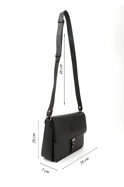 GÖNDERİ(R) Women / Girls Black Genuine Leather Shoulder Bag