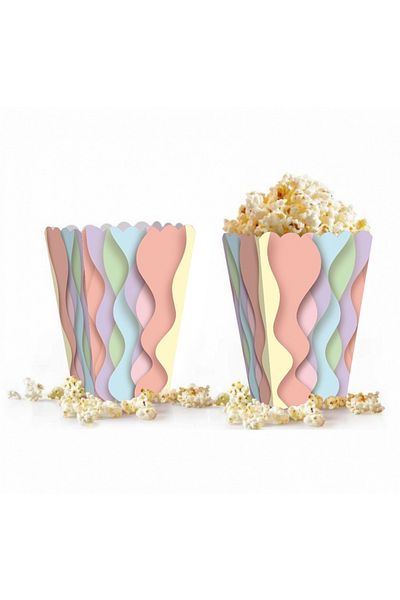 kidspartim Wavy Macaron Corn Box 8 Pieces
