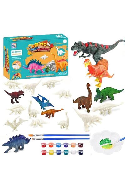 OEM 3D Painting Game Set with Plastic Dinosaurs