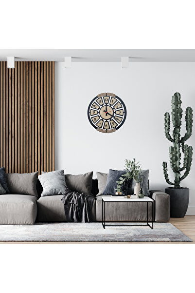 RARE DESIGN'S Ahşap Halatlı Modern Duvar Saati