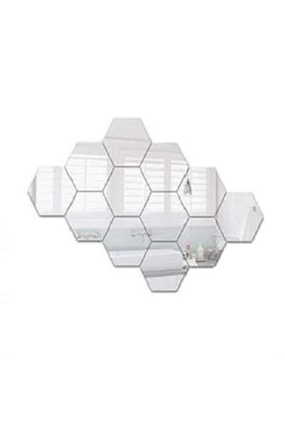 Mirror Decorative Hexagonal Honeycomb Mirrors for Bathroom Kitchen and Living Room - 12 Pieces Sticker L