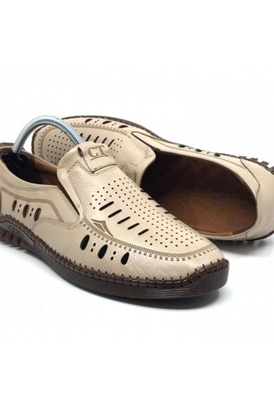 CATELLİ 100% Leather Orthopedic Men's Summer Comfortable Daily Perforated Sandal Shoes 40-45