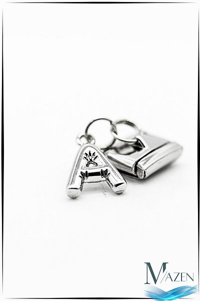 MAZEN Letter a Hanging Steel Curved Letter Charm – Italian Bracelet Compatible