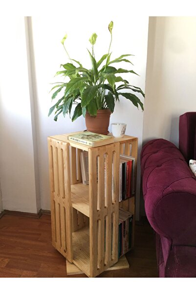 Home ahşap döner kitaplık sehpa