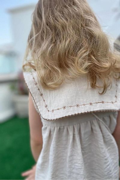 Magu Girl's Cotton Embroidered Bag Dress