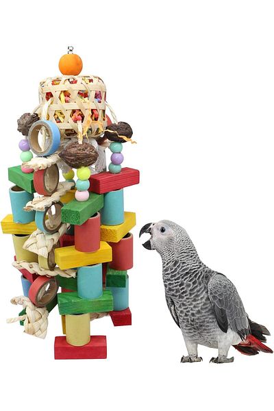 MQUPIN Parrot Bird Toy, Bird Chewing Hanging Toy Set Parrot Cage Toy, Bird Climbing Toy