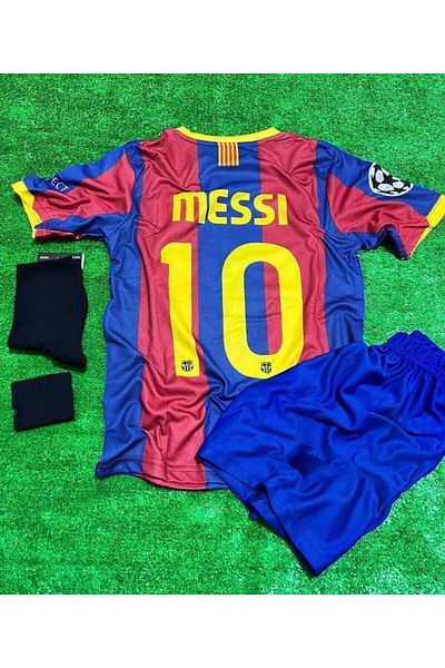 BARBITOS B.A.R.C.E.L.O.N.A Messi 2011 Retro Kids Jersey with Gift 4Pcs Set Design Pattern Jersey Hd1199
