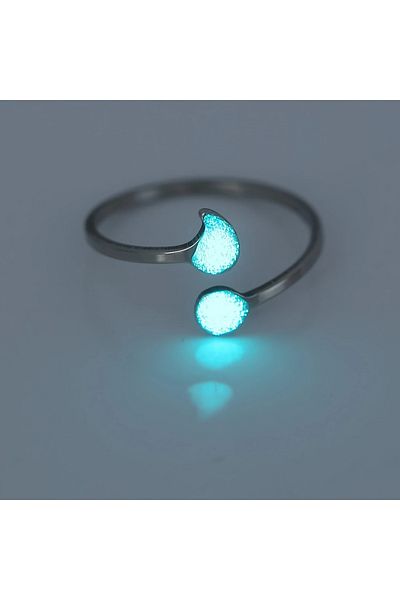 MITH SB TAKI Stainless Steel Water Drop Neon Light Adjustable Ring