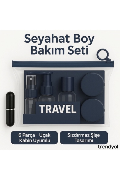 TARIK HOME Кольоровий набір для догляду та косметики для подорожей з 6 предметів, сумісний з салоном літака, флакон для парфумів