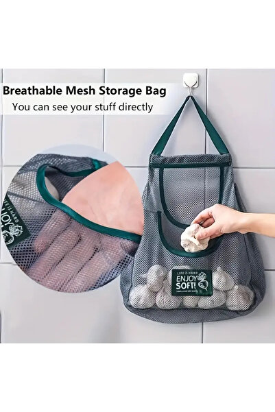 dukart home asılabilir file sebze çantası, iki gözlü küçük boy, patates torba...